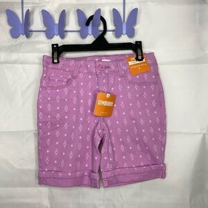 NEW Gymboree girl’s‎ purple print Bermuda shorts adjustable waist knee length 6
